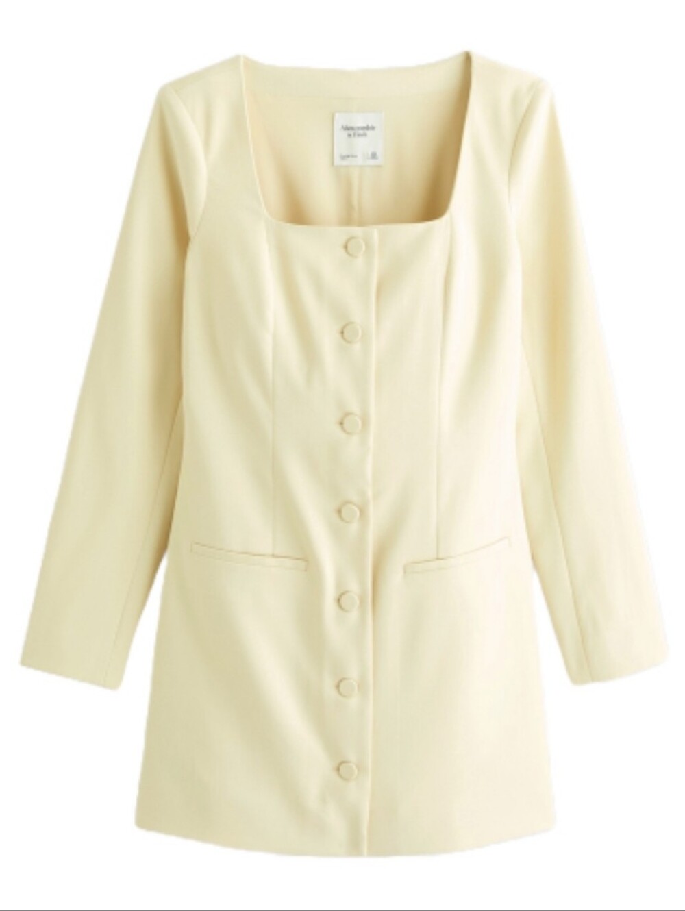 A&F Mara Long Sleeve Mini Dress Soft Butter Yellow Size S Quiet Luxury Old Money